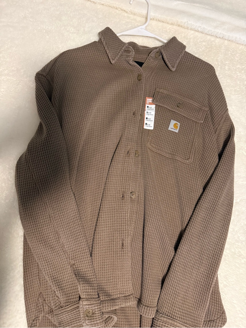 Carhartt women’s Chocolate Brown Waffle-Knit Button-Down Shirt